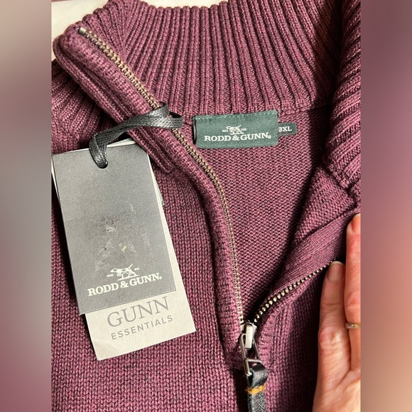 RODD & GUNN Men’s Deep cranberry 1/4 zip pullover sweater size 3XL. - Picture 10 of 14